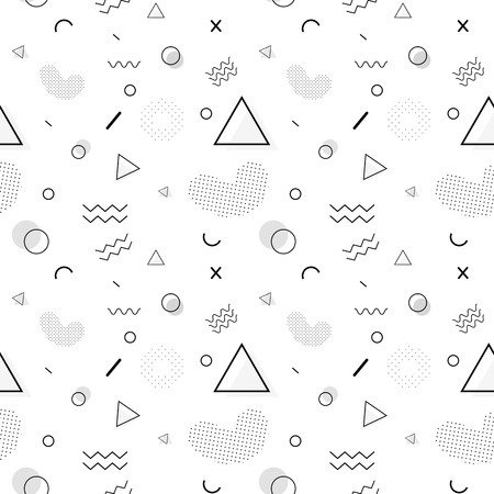 Seamless vector pattern in memphis style.のイラスト素材