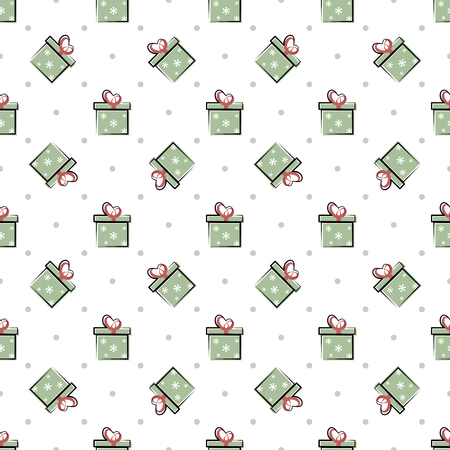 Vector simple pattern of boxes, gifts on a white background. Used for wallpapers, wrapping paper, textiles. Holidays christmas and new year.のイラスト素材