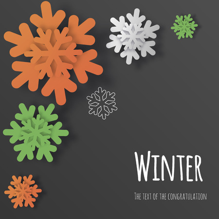 Vector volumetric snowflakes 3d, paper cut. Background for postcards, sites, wallpapers, posters postersのイラスト素材
