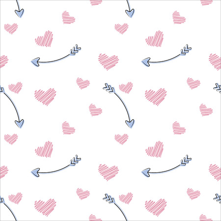 Vector seamless pattern of plane elements. Romance, love and weddingのイラスト素材