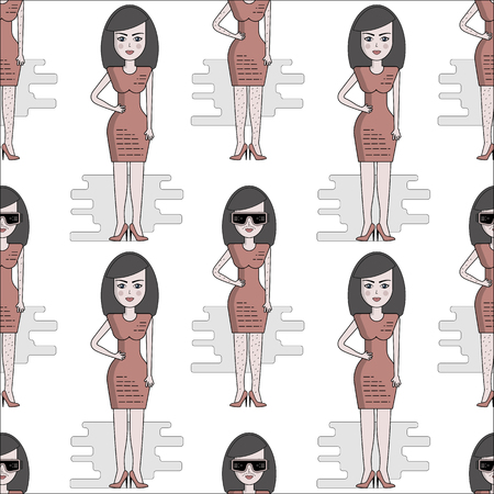 Simple seamless pattern of laser results, photo, electro depilation, depilation. Beautiful hairy girl, photo before and after.のイラスト素材