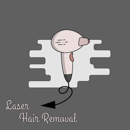 Vector flat illustration of equipment for laser, photo and electro hair removal. Diode laser, sapphire tip, accessories for the procedure.のイラスト素材