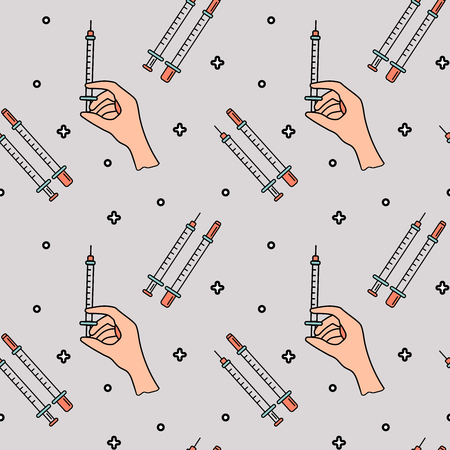 Vector flat seamless pattern. Beauty injections, mesotherapy, rejuvenation. Used for websites, wallpapers, textiles.のイラスト素材