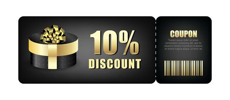 Discount coupon with festive packaging box. Christmas and New Year discounts. Vector background.のイラスト素材