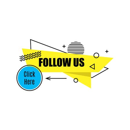 Vector linear social media tag. Follow us. Isolated object on white background memphis styleのイラスト素材