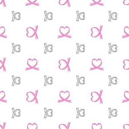 Vector seamless pattern of ribbons in the shape of heart. Symbol of fighting cancer. St. Valentine s Day, love.のイラスト素材