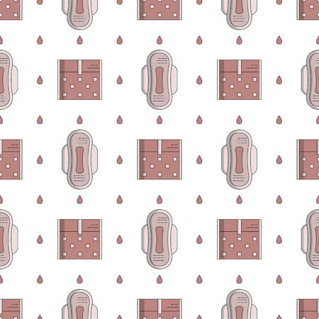 Vector seamless flat pattern of feminine hygiene items for menstruation.のイラスト素材