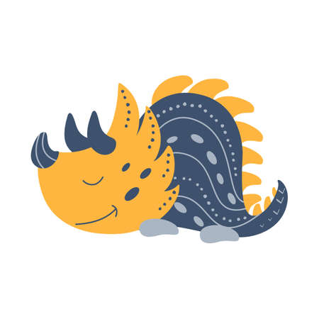 Illustration Dinosaur triceratops in the style of a cartoon. An isolated object on a white background. An animal of the Jurassic period similar to a dragonのイラスト素材