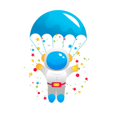 Cute astronaut vector cartoon illustration on the white background.のイラスト素材
