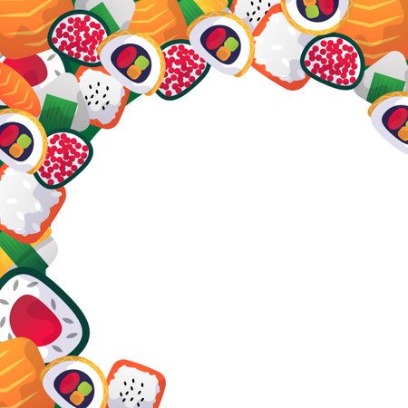 Japanese food flat vector illustration frame.のイラスト素材