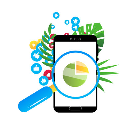 Social media marketing flat illustration on the white background.のイラスト素材