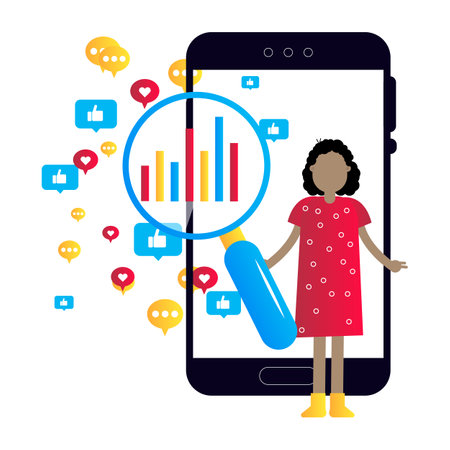 Social media marketing flat illustration on the white background.のイラスト素材