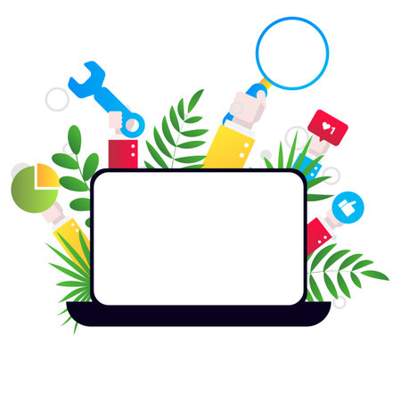 Social media marketing flat illustration on the white background.のイラスト素材