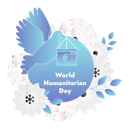 World Humanitarian Day flat cartoon vector illustration.のイラスト素材