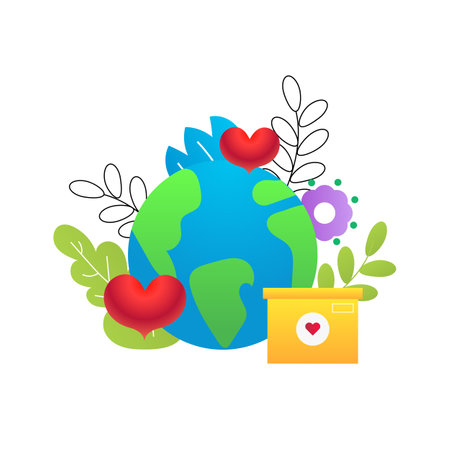 World Humanitarian Day flat cartoon vector illustration.のイラスト素材