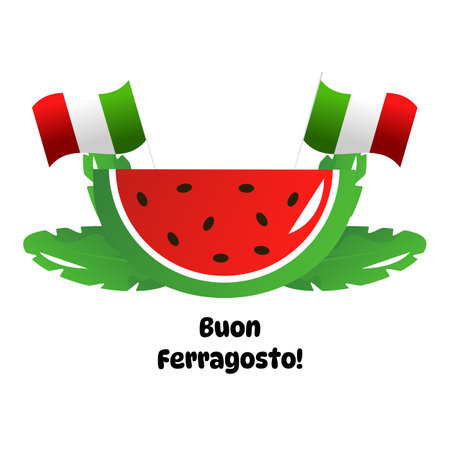 Ferragosto summer holiday celebration in Italy vector cartoon illustration.のイラスト素材