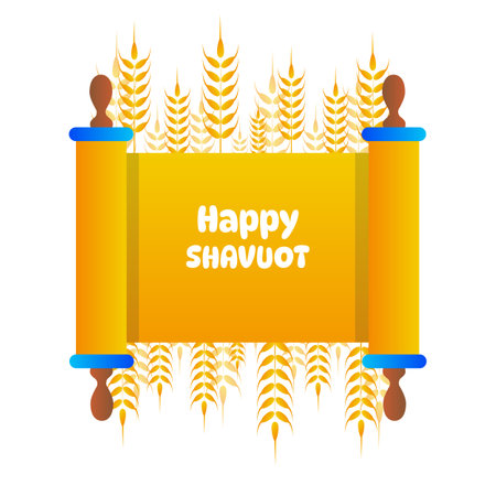 Shavuot holiday celebration with traditional symbols cartoon illustration.のイラスト素材