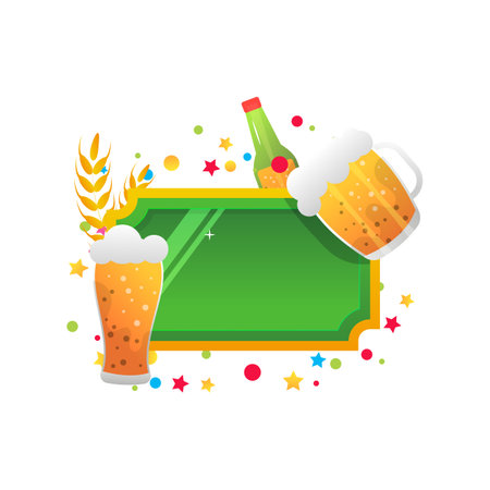 Drink beer vector cartoon decorative frame.のイラスト素材
