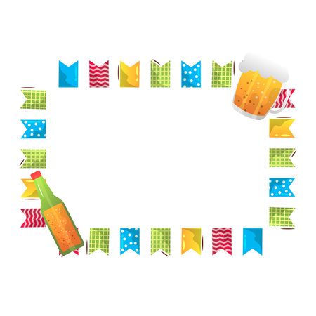 Drink beer vector cartoon decorative frame.のイラスト素材