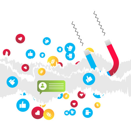 Digital marketing and social media advertising concept vector flat illustration on the white background.のイラスト素材