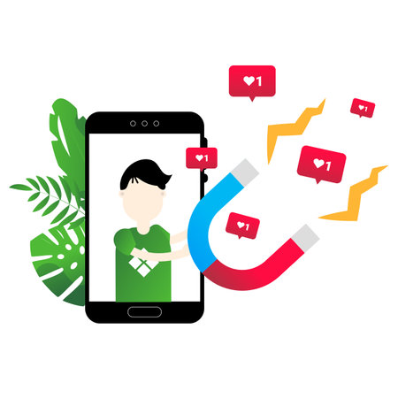 Digital marketing and social media advertising concept vector flat illustration on the white...