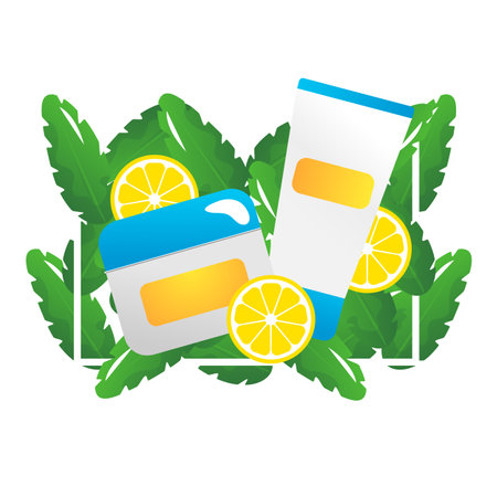 Body care cosmetics, vector flat illustration on the white background.のイラスト素材