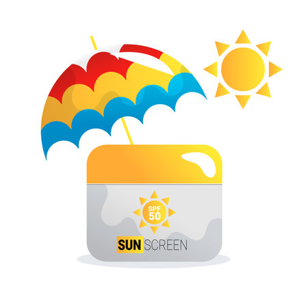 Sun protection vector cartoon illustration on the white background.のイラスト素材