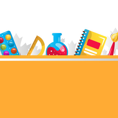 Back to school vector cartoon frame.のイラスト素材