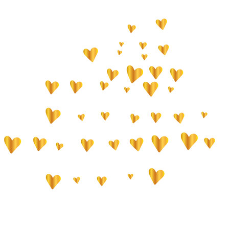 Golden shiny decorative glitter hearts, vector illustration on the white background.のイラスト素材