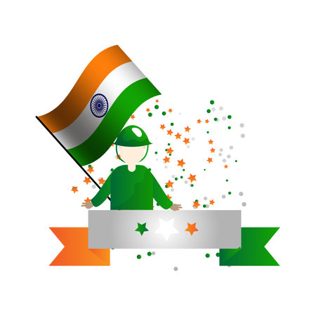 India Kargil Vijay diwas vector cartoon banner.
