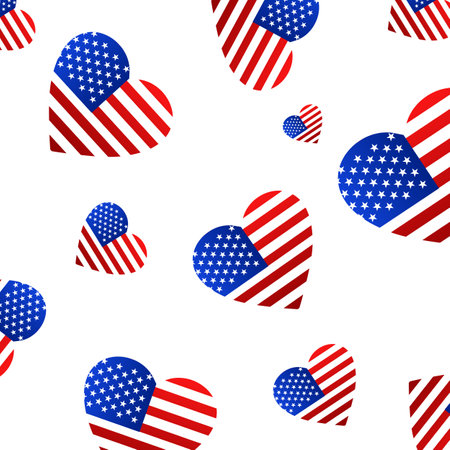 Happy Independence Day, holiday of USA, vector banner with white background.のイラスト素材