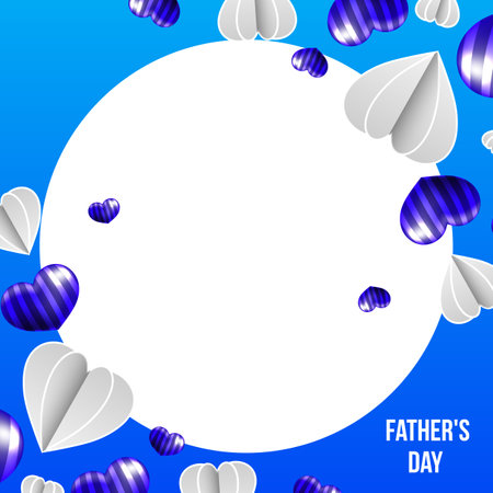 Happy Fathers day, vector cartoon square frame.のイラスト素材