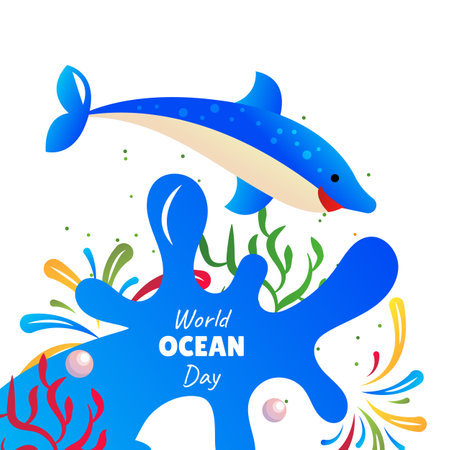 World ocean day vector cartoon illustration.のイラスト素材