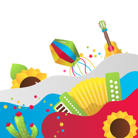Sao joao brazil festival, vector cartoon banner.のイラスト素材