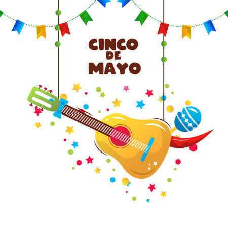 Cinco de Majo mexican holiday vector cartoon illustration,のイラスト素材