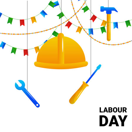 World labor day, vector cartoon illustration,のイラスト素材