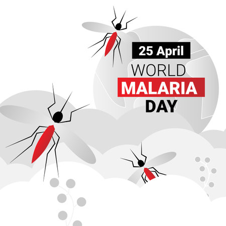 Stop Malaria Mosquito With Warning Sign Vector Bannerのイラスト素材
