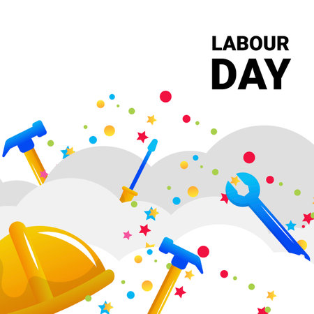 World labor day, vector cartoon illustration,のイラスト素材