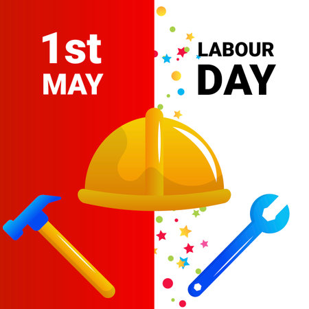 World labor day, vector cartoon banner,のイラスト素材