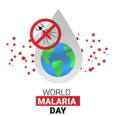 Stop Malaria Mosquito With Warning Sign Vector Bannerのイラスト素材