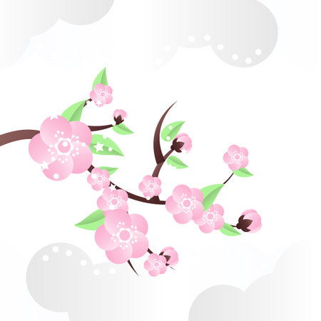 Sakura Cherry Blossom Branch Vector Illustrationのイラスト素材