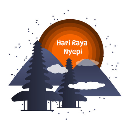 Hari Raya Nyepi Balinese Day of Silence Vector Illustrationのイラスト素材
