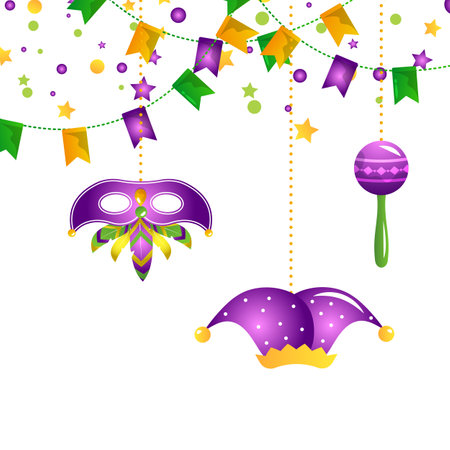 Mardi Gras Festival Celebration Vector Decoration Illustrationのイラスト素材