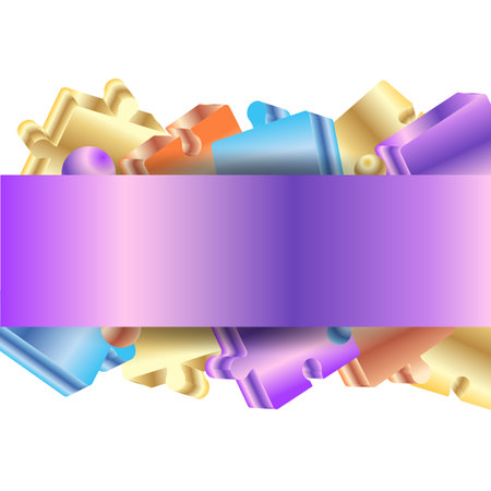 3D Puzzle Game Pieces Assembly Vector Illustrationのイラスト素材