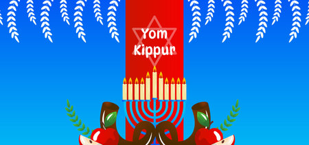 Yom Kippur Jewish Day of Atonement Vector Backgroundのイラスト素材