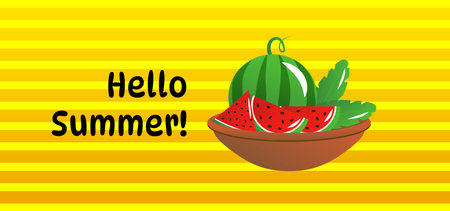 Summer Background Illustration with Fruits.のイラスト素材