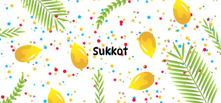 Happy Sukkot Jewish Holiday Celebration Background.のイラスト素材