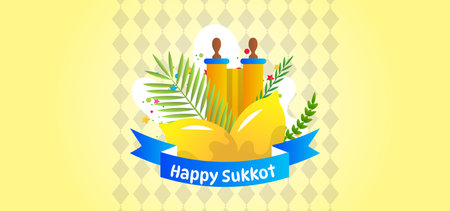 Happy Sukkot Jewish Holiday Celebration Background.のイラスト素材