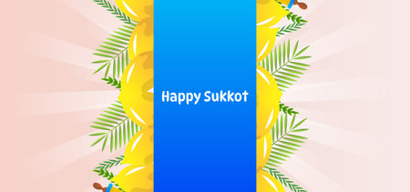 Happy Sukkot Jewish Holiday Celebration Background.のイラスト素材