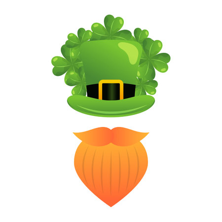 saint patrick wearing green robe holding shamrock with celtic background illustration.のイラスト素材